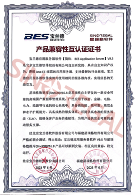 星瑞格數(shù)據(jù)庫與寶蘭德應(yīng)用服務(wù)器完成產(chǎn)品兼容互認(rèn)證，共筑國產(chǎn)化應(yīng)用軟件服務(wù)新生態(tài)